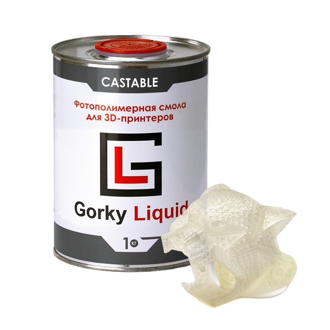 Gorky Liquid Dental Castable LCD/DLP - фотополимерная смола для прямой отливки зубных имплантатов, цвет полупрозрачный, 1 кг | Gorky Liquid (Россия)
