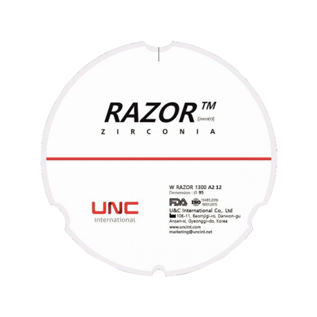 Razor 1300 - циркониевый диск однослойный, монохромный, диаметр 95 мм, толщина 14 мм | UNC (Ю. Корея)