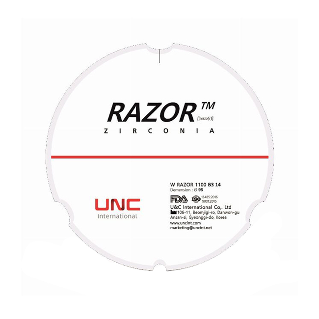 Razor 1100 - циркониевый диск однослойный, монохромный, диаметр 95 мм, толщина 16 мм | UNC (Ю. Корея)