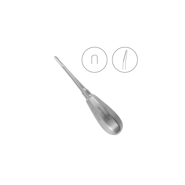Элеватор Bein, зубчатый, изогнутый, 4 мм (13-2BCZ) | HLW Dental Instruments (Германия)